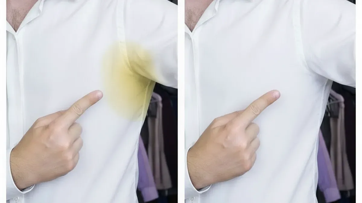 Gelbe Achselflecken auf weißer Kleidung entfernen